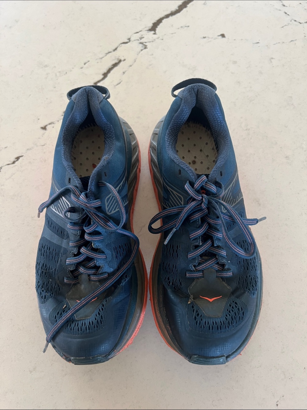 Hoka Stinson ATR 5 Navy Blue Running Shoes with Coral Accents. Size 8. So good!! - Picture 4 of 6